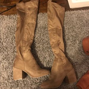 Over the knee tan beige boots